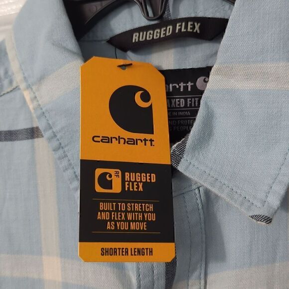 Carhartt Plaid Button Up Short Sleeve Shirt. Relaxed Fit. Men's Medium - Picture 5 of 8